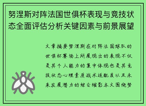 努涅斯对阵法国世俱杯表现与竞技状态全面评估分析关键因素与前景展望 努涅斯对阵法国世俱杯表现与竞技状态全面评估分析关键因素与前景展望